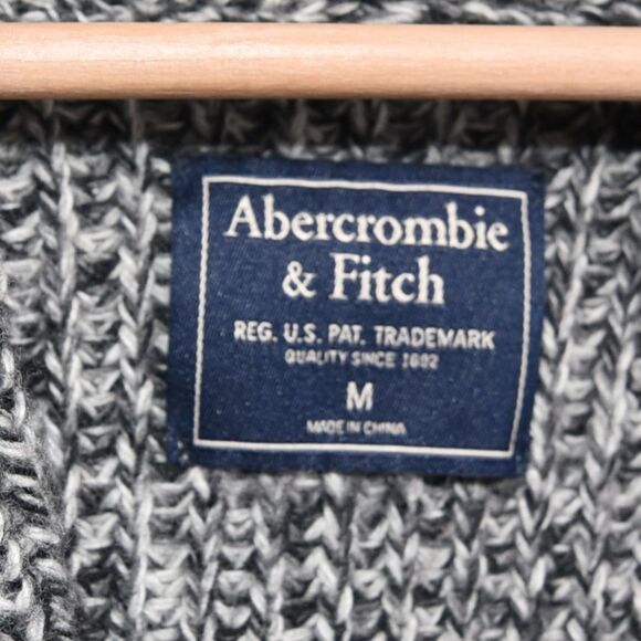 Abercrombie & Fitch Gray Shawl Collar Cardigan Sweater Men’s M Academia Preppy - Picture 6 of 7